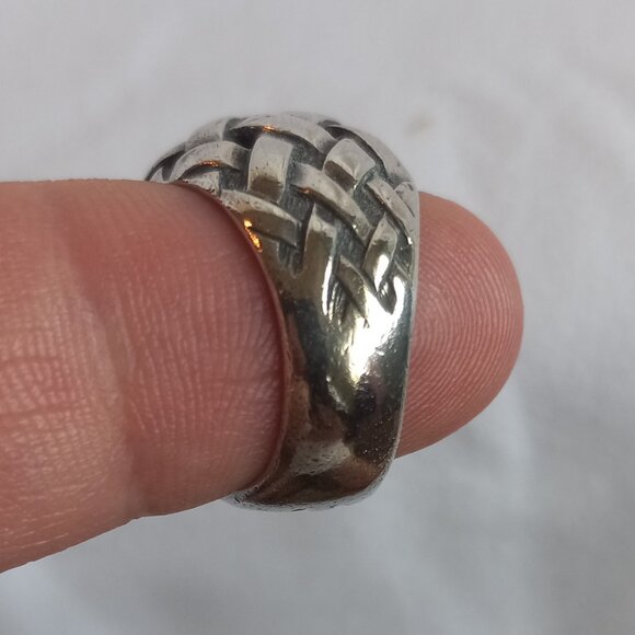 James Avery Basket Weave Dome Silver Ring - Picture 7 of 7